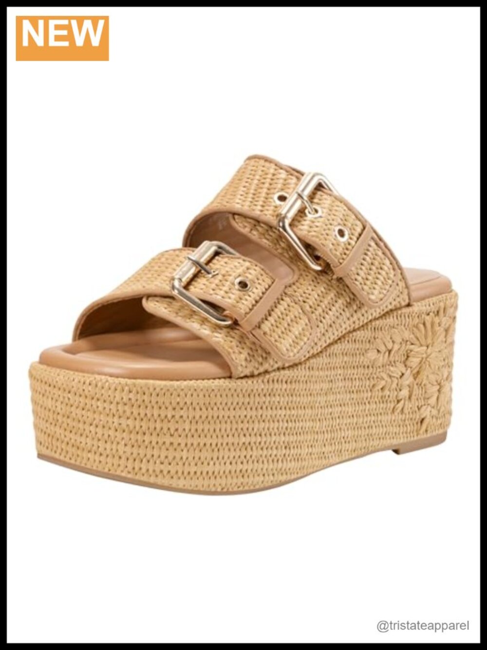 Wedge Sandals Ankle Strap Slip On Square Toe Casual